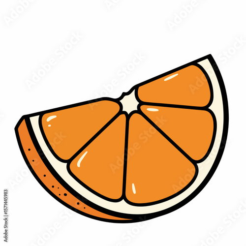 Isolated orange slice in vivid color. Bright orange slice, a juicy fruit section, is perfect for image effects and design elements. Image effects using this orange slice capture a summery tone,