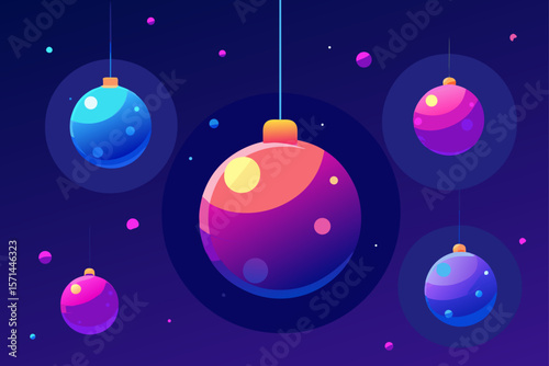 Futuristic Glowing Christmas Baubles Floating In
