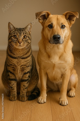 Cat and dog. 