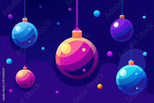 Futuristic Glowing Christmas Baubles Floating In