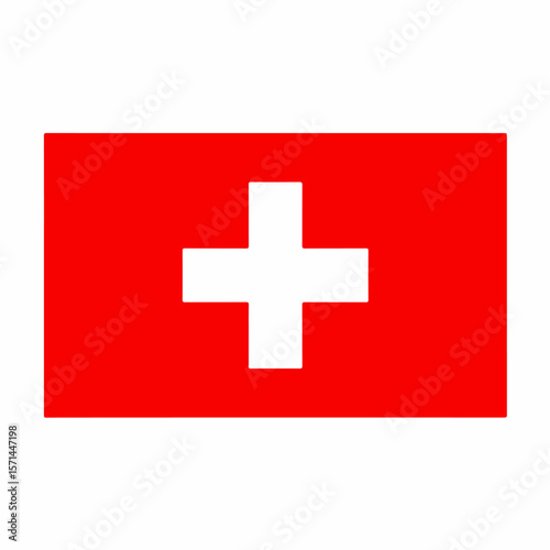 Swiss flag against white backdrop, demonstrating Swiss identity, patriotism and national pride. This Swiss flag embodies Switzerland, its history and traditions, projecting a strong sense of identity.