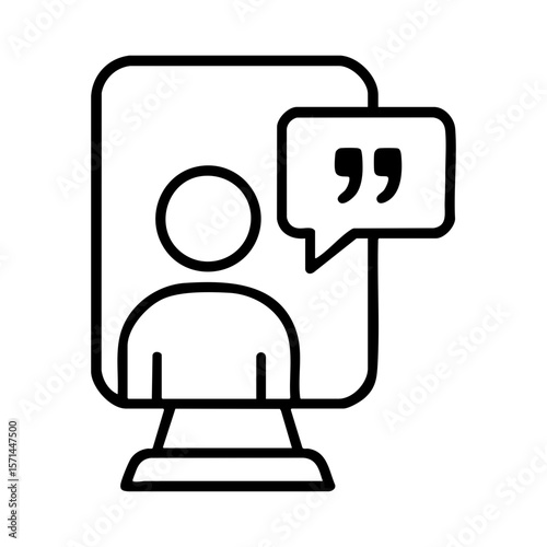 Line icon of virtual talk screen symbolizing online therapy and emotional expression