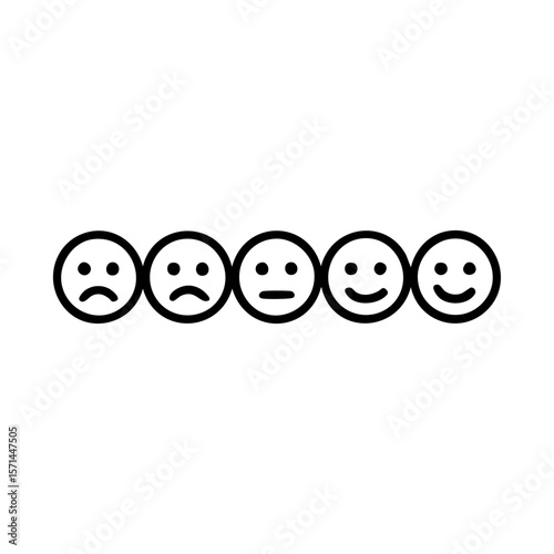 Line icon of mood scale tracker with emotional face rating spectrum