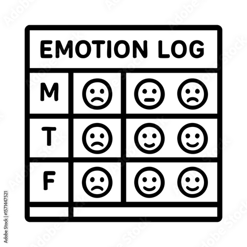 Line icon of emotion log chart for daily mood tracking and reflection