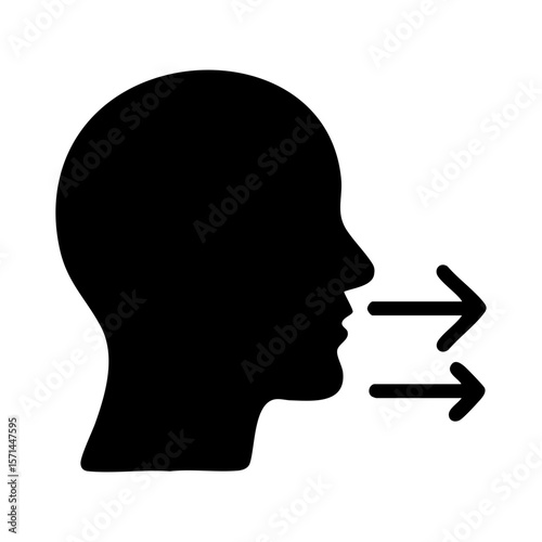 Silhouette head icon with arrows representing emotional expression and therapy