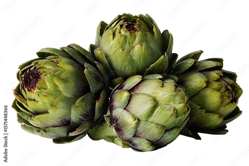 Obraz premium Fresh artichokes on black background