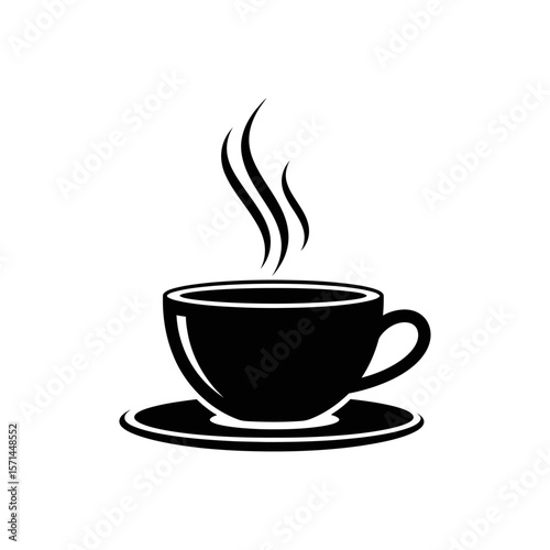 A steaming cup of coffee isolated on white background