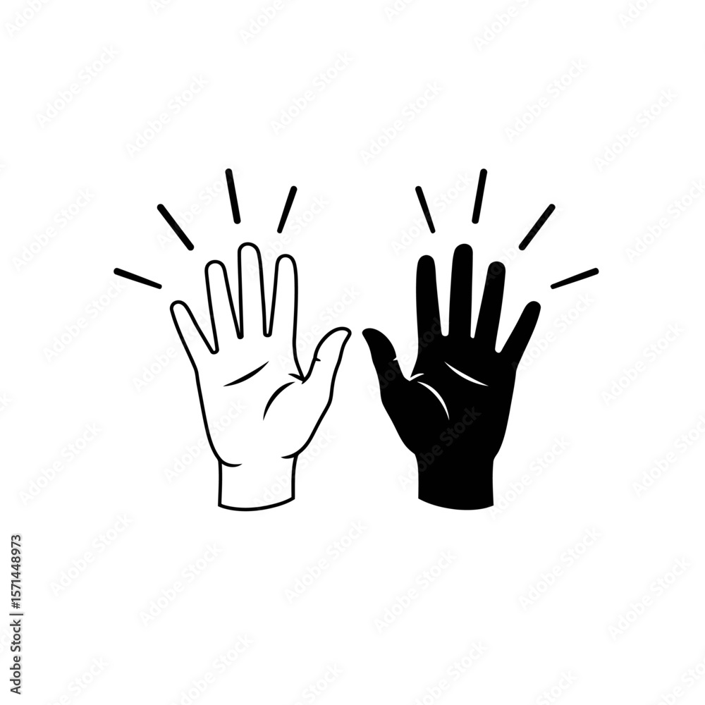 Obraz premium Two hands giving a high five isolated on white background