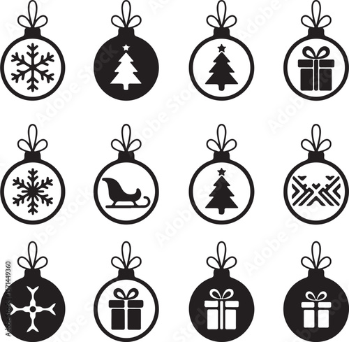 Christmas icon set featuring a spooky Halloween pumpkin, bat, and ghost illustration