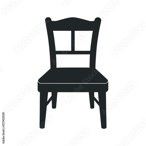 Black Silhouette Wooden Chair Vector Illustration