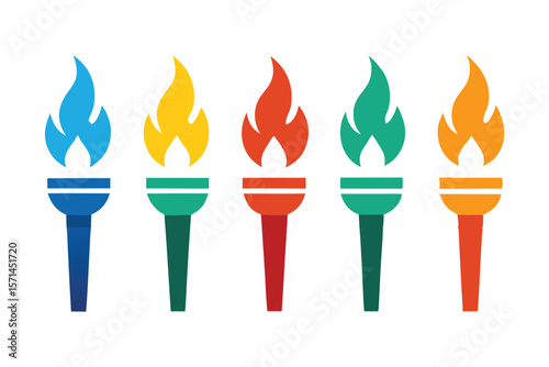 set of olympic torch icon on white background