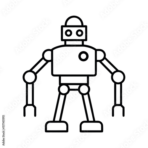 Industrial Robot Outline Vector Minimal Design
