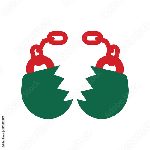 Red broken shackles over green shapes symbolizing freedom the Mexican Revolution on