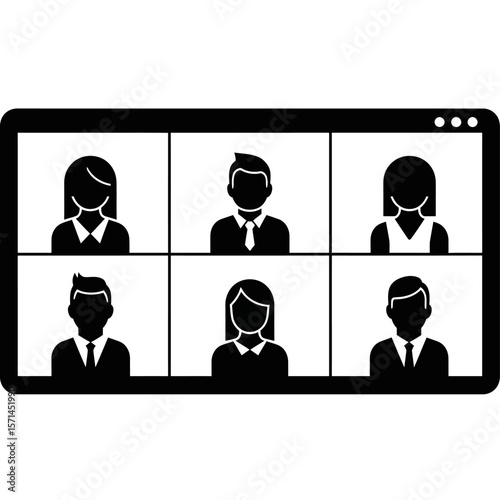 A video conference call with six participants isolated on white background