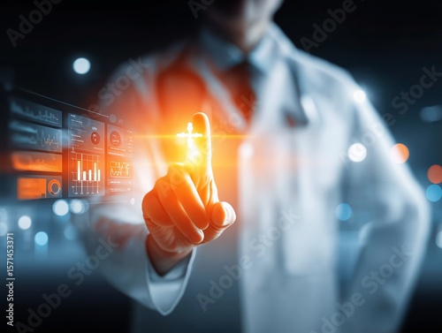 doctor interacting with digitized medical data