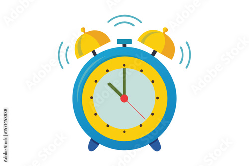 Vintage old alarm clock vector illustration on a white background