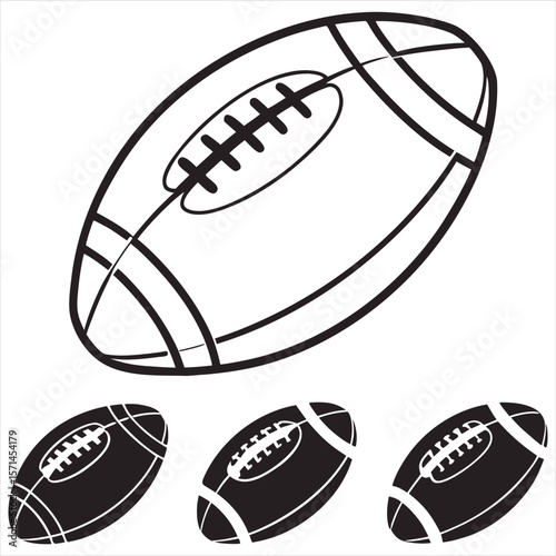 American football  Vector. rugby  Vector. Free SVG silhouette of an American football ball for members, featuring clipart-style imagery and detailed stitching. Includes a vector icon of a