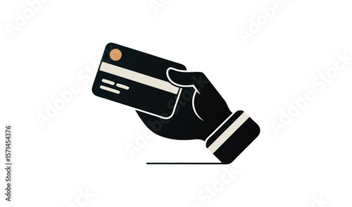 Hand holding a credit card for payment or transaction on a white background