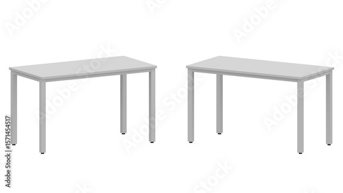 A pair of white tables on a white background