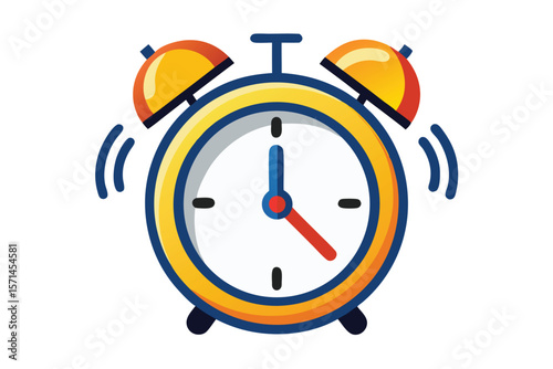 3d ringing alarm clock on white background