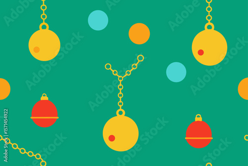 Baubles And Bell Chain Seamless Vector Repeat