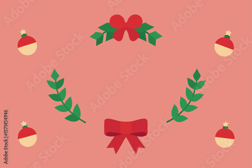 Background With Wreath Parts Bells And Ribbons