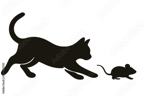 Vector Illustration of a Cat Chasing a Mouse