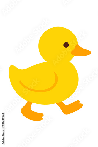 Vector Illustration of a Cute Yellow Duckling Walking