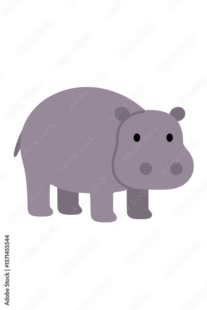 Fototapeta premium Vector Illustration of a Cute Purple Hippopotamus