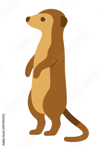Vector Illustration of a Standing Meerkat in Minimal Style