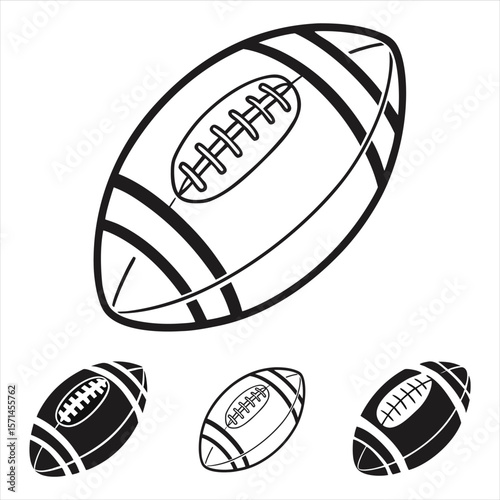 American football  Vector. rugby  Vector. Free SVG silhouette of an American football ball for members, featuring clipart-style imagery and detailed stitching. Includes a vector icon of a