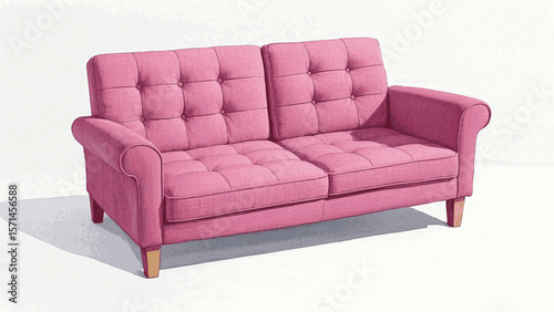 Watercolor Living Light pink futon sofa isolated watercolor vector illustration svg