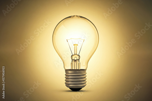 Glowing light bulb on a warm background