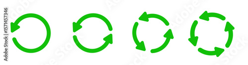 Refresh icon vector. Green recycle vector icon symbol. Repeat and reload icons set and arrow rotation circle. Sync icon symbol convert button sign