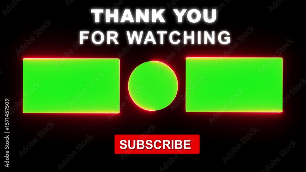 Animated end screen for YouTube or social media. Features customizable green screen areas and a Subscribe button. YouTube End Screens animation Or Outro With Graphic Motion Video template for channel.