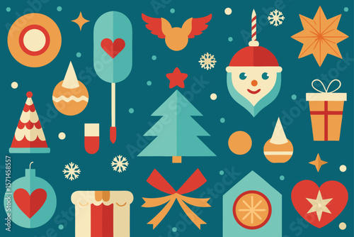 Vintage Holiday Elements In Clean Seamless Layout