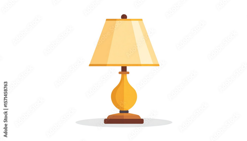Fototapeta premium Elegant yellow table lamp with a beige shade, isolated on a white background.