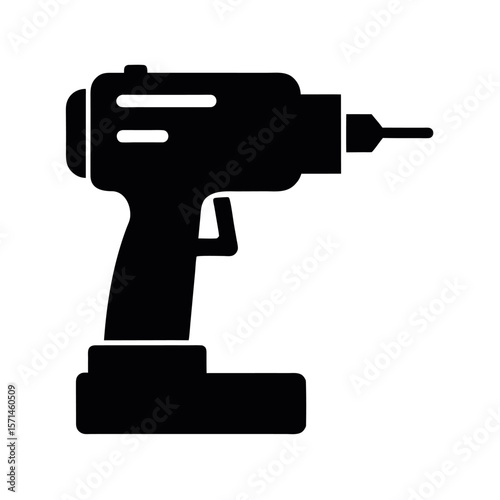 Power Drill Tool Silhouette Vector Icon