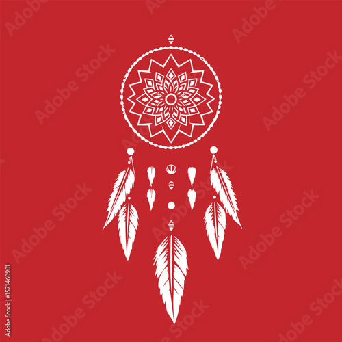 Dreamcatcher with feathers vector design concept illustration.