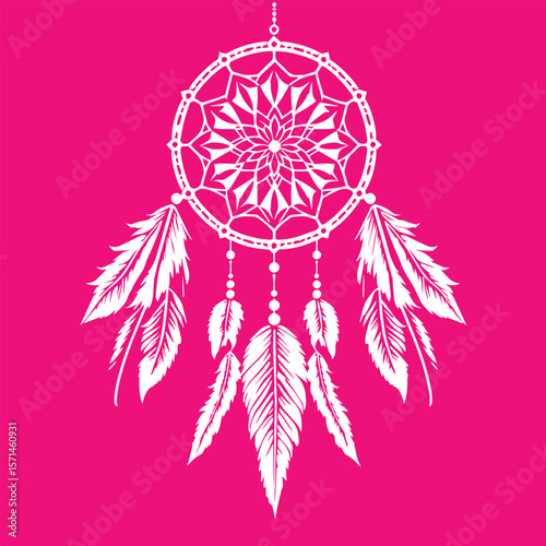Dreamcatcher with feathers vector design concept illustration.