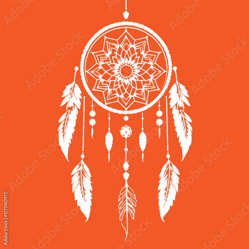 Dreamcatcher with feathers vector design concept illustration.