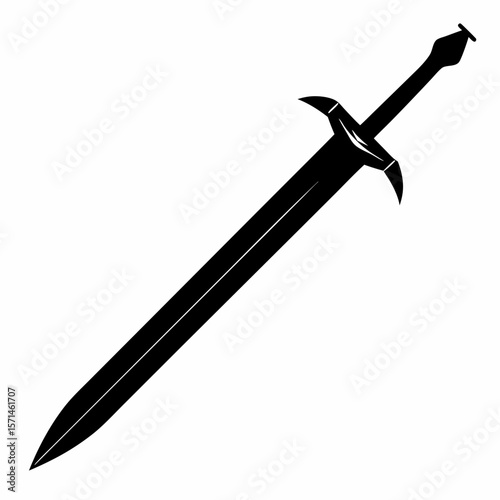 Illustration of Black Medieval Sword Silhouette for Fantasy Design
