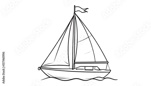 Simple line drawing of a sailboat on water.
