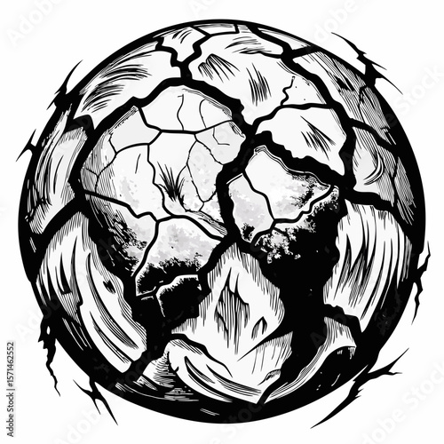 Cracked Earth Illustration Depicting Environmental Impact and Global Change