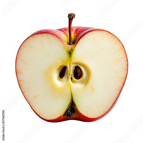 Red apple cross section with seeds fruit