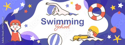 スイミングスクールのバナーイラスト_2
