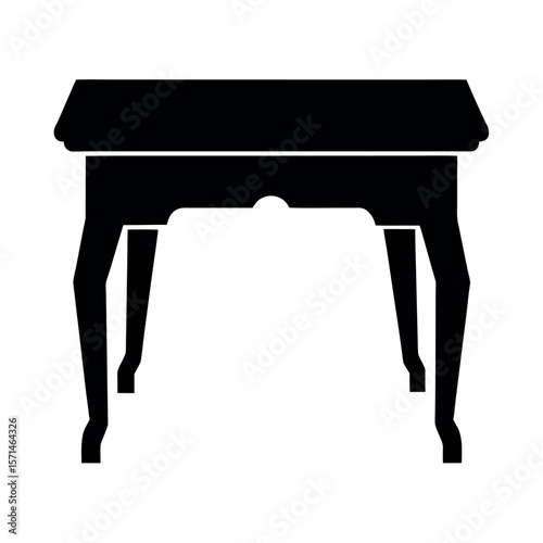 Modern Wooden Table Silhouette Vector Drawing