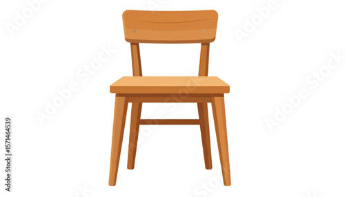 Isolated illustration of a light brown wooden chair with a simple design on a white background.