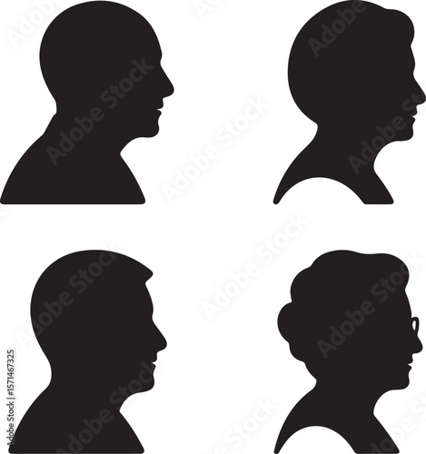 Silhouette Profiles Male and Female, Young and Old