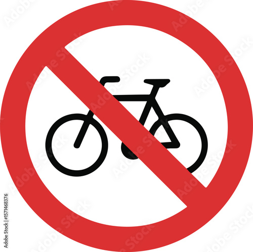 Prohibition sign for bicycles on a white background
